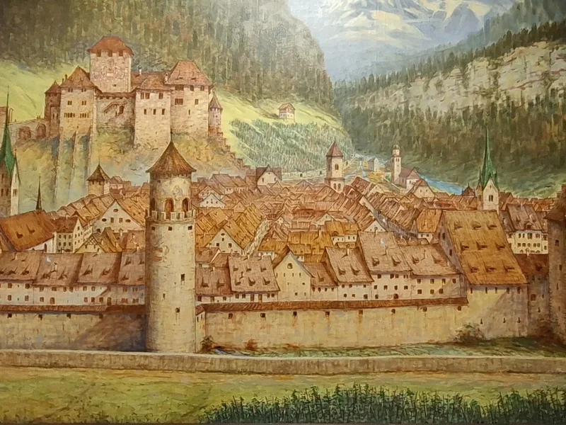 1864-Florus Scheel - Feldkirch, Municipio - Dipinto della città del 1650